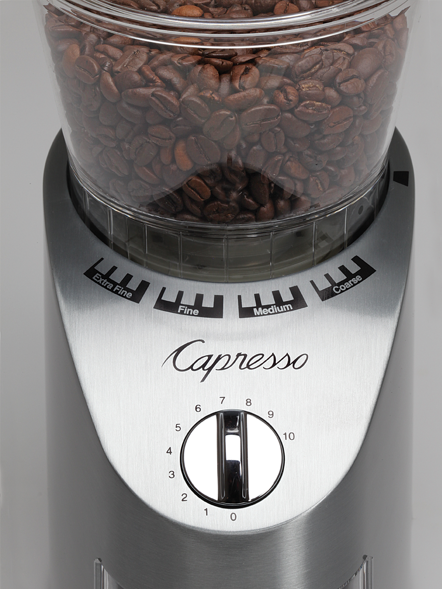  Capresso Infinity Conical Burr Grinder, See-through bean  container holds up to 8.8 oz of beans : Home & Kitchen